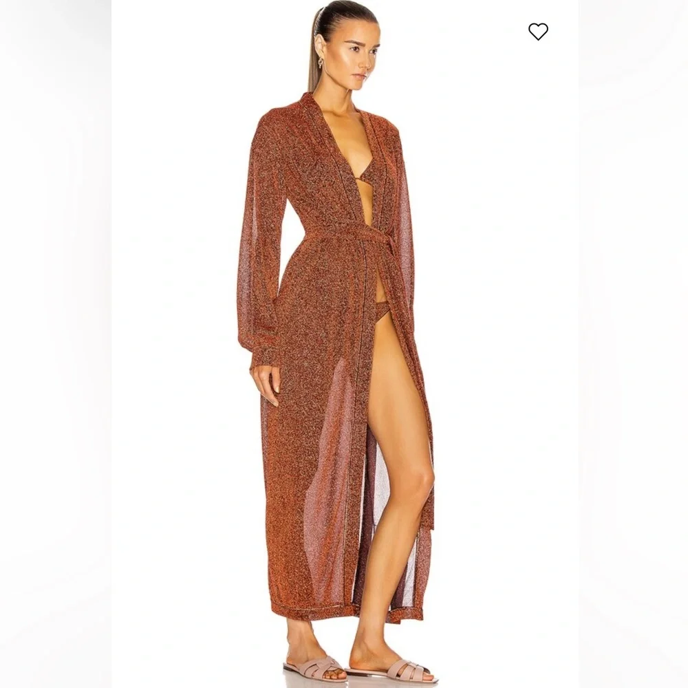 Oséree Lumiere Long Kaftan in Metallic Bronze